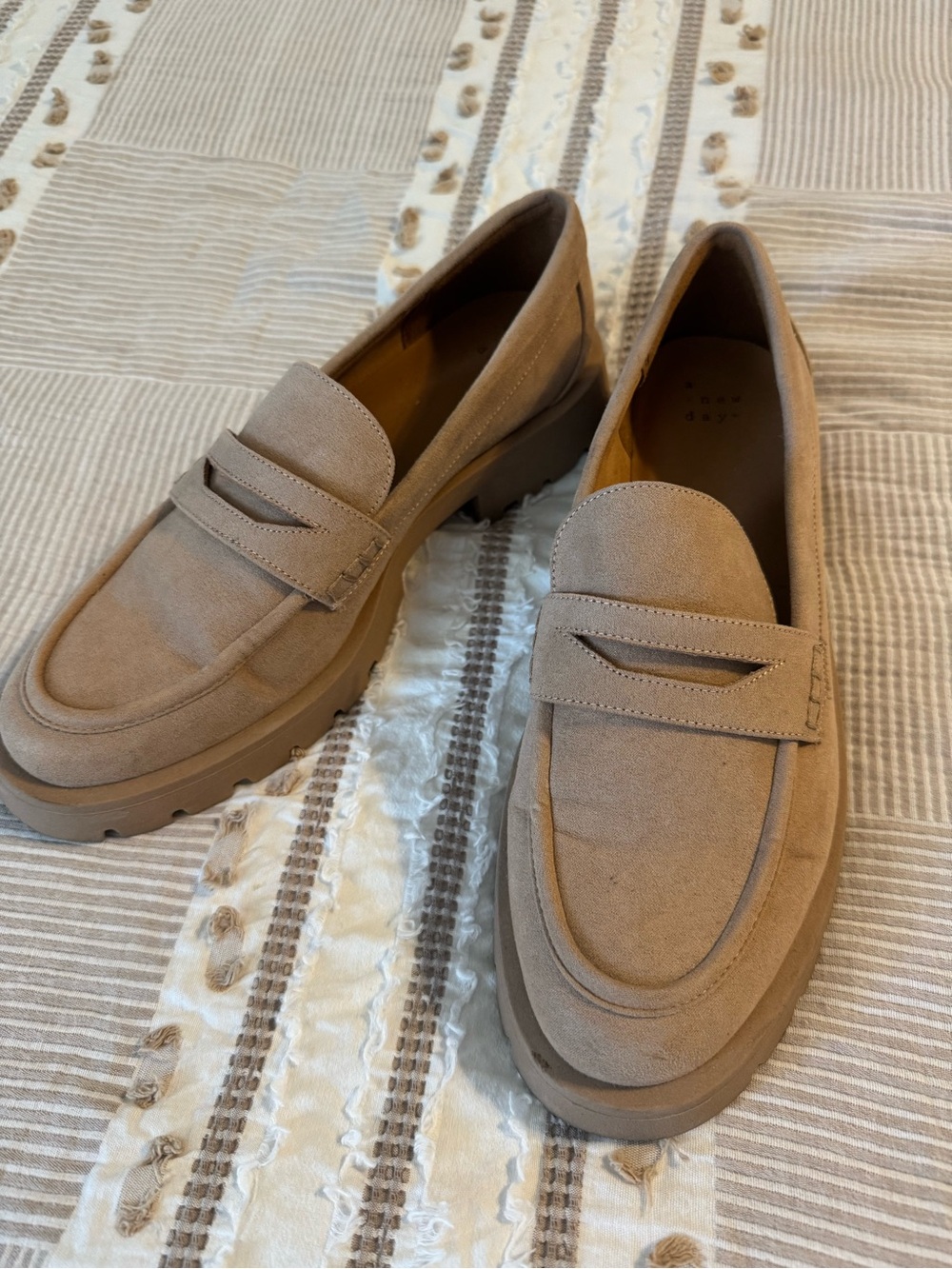 Women’s Suede Penny Loafers in Taupe